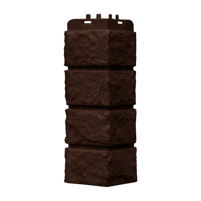 Внешний угол для фасадной панели Grand Line Classic Колотый камень Шоколадный под камень со скидкой в Санкт-Петербурге 