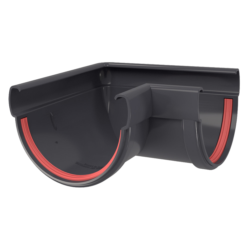 Угол желоба универсальный 90° Grand Line ПВХ Дизайн D135 Графит RAL7024 в Санкт-Петербурге